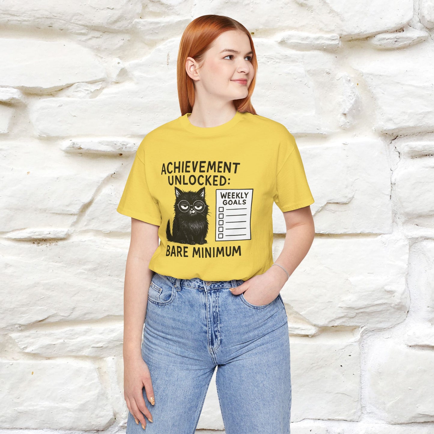 "Achievement Unlocked Bare Minimum." |Cat T-Shirt | Nunu&Miao Studio