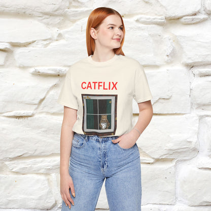 "Catflix" Cat T-shirt for Men & Women| 100% Cotton* 🐾