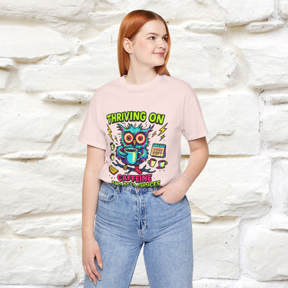 ''Thriving On Caffeine And Poor Choices''|  Sarcastic Cat T-Shirt | Nunu&Miao Studio
