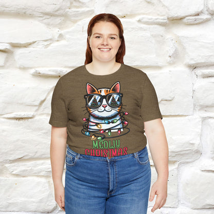 Meowy Christmas T-Shirt | Festive Cat Christmas Shirt for Men & Women | 100% Cotton