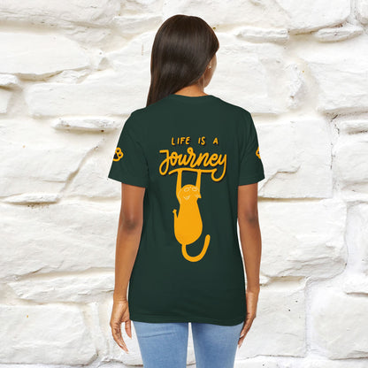 "Life Is A Journey'' Cat T-Shirt | Front & Back Design | Nunu&Miao Studio