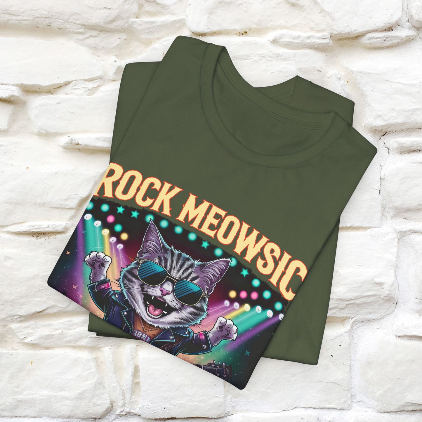 Rock Meowsic Catitude On Stage T-Shirt | Rocker Cat Tee for Men & Women | 100% Cotton*