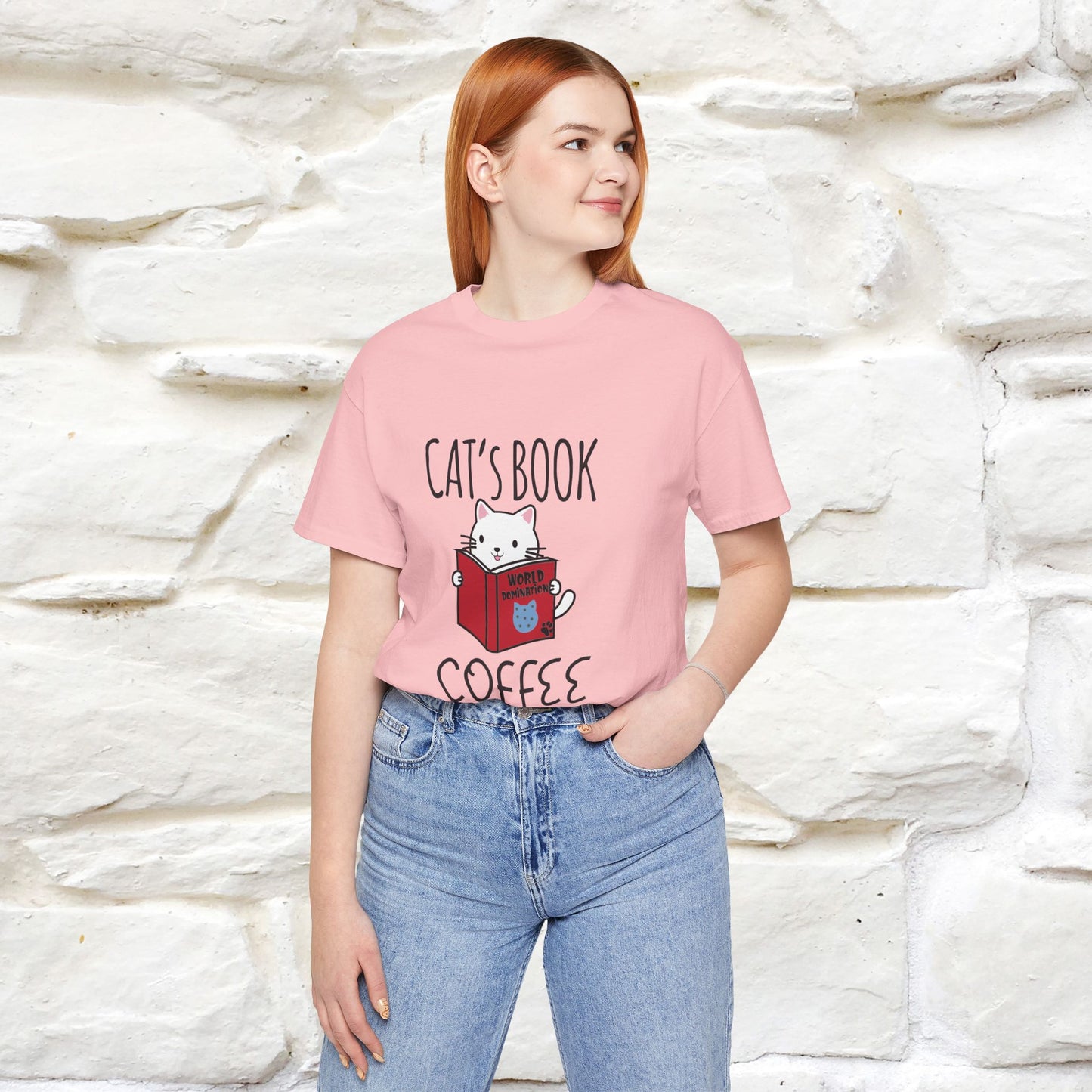 "Cat's Book Coffee" Cat T-Shirt for Men & Women | 100% Cotton* | Cozy Vibes for Book & Cat Lovers