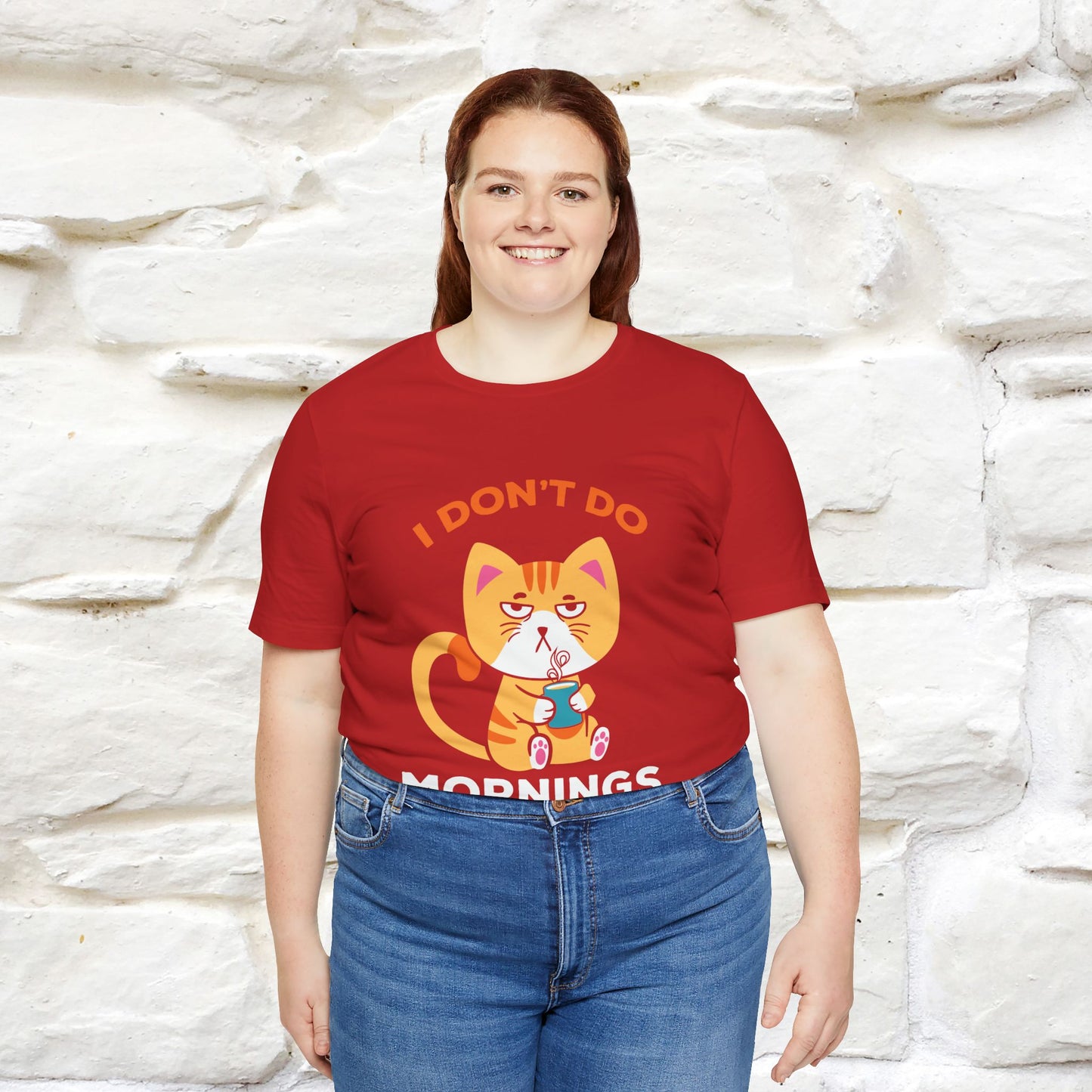 ''I Don't Do Mornings''  Cat T-shirt for Men and Women 100% Cotton*