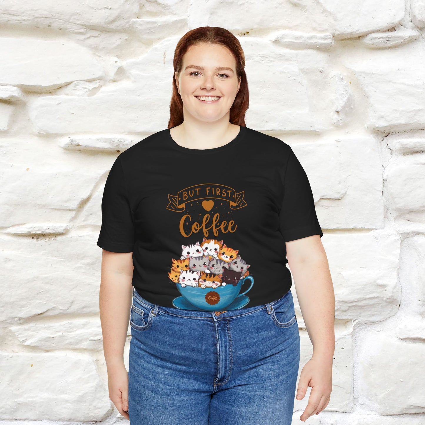 "But First, Coffee Time" Cat T-Shirt for Men & Women | 100% Cotton*