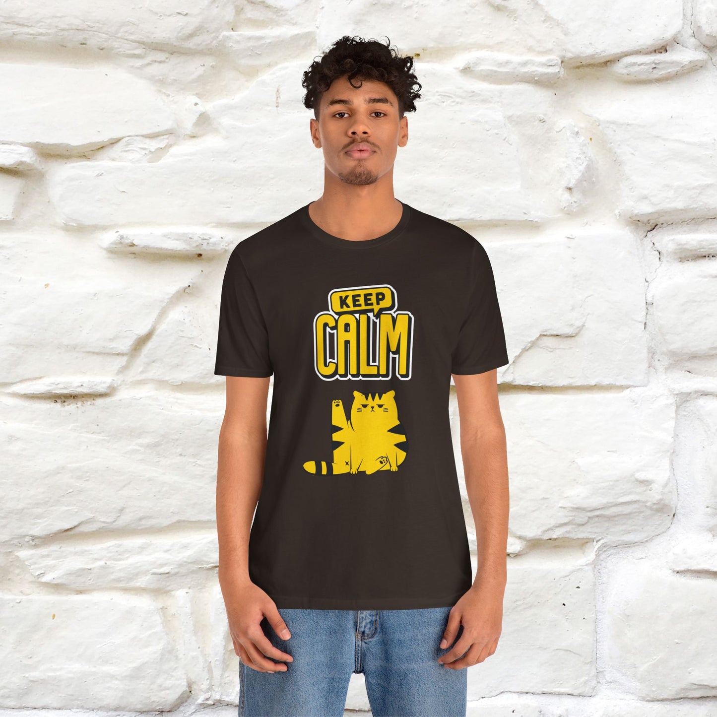 Keep Calm Cat T-Shirt for Men & Women | 100% Cotton* Relaxed Cat Lover Tee