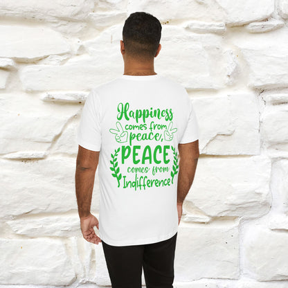 "Happiness Comes From Peace, Peace Comes From Indifference" Cat T-Shirt| Front & Back Design | Nunu&Miao Studio