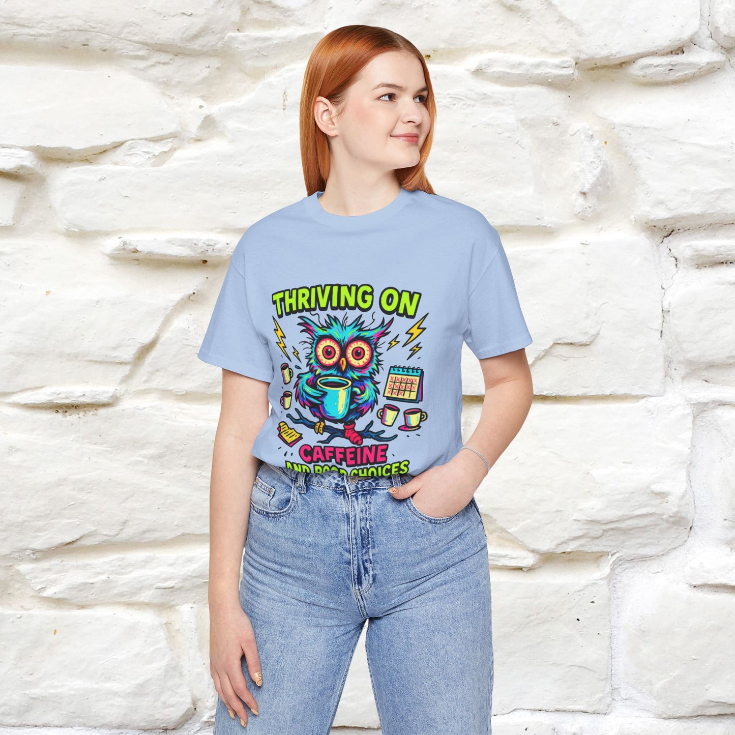 ''Thriving On Caffeine And Poor Choices''|  Sarcastic Cat T-Shirt | Nunu&Miao Studio