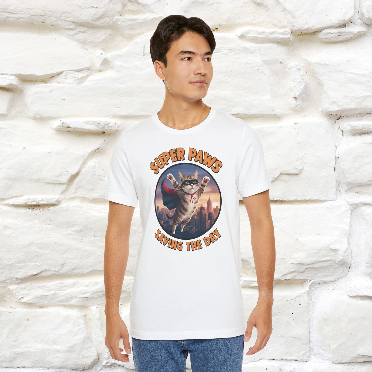 "Super Paws Saving The Day" Cat T-Shirt for Men & Women | 100% Cotton*