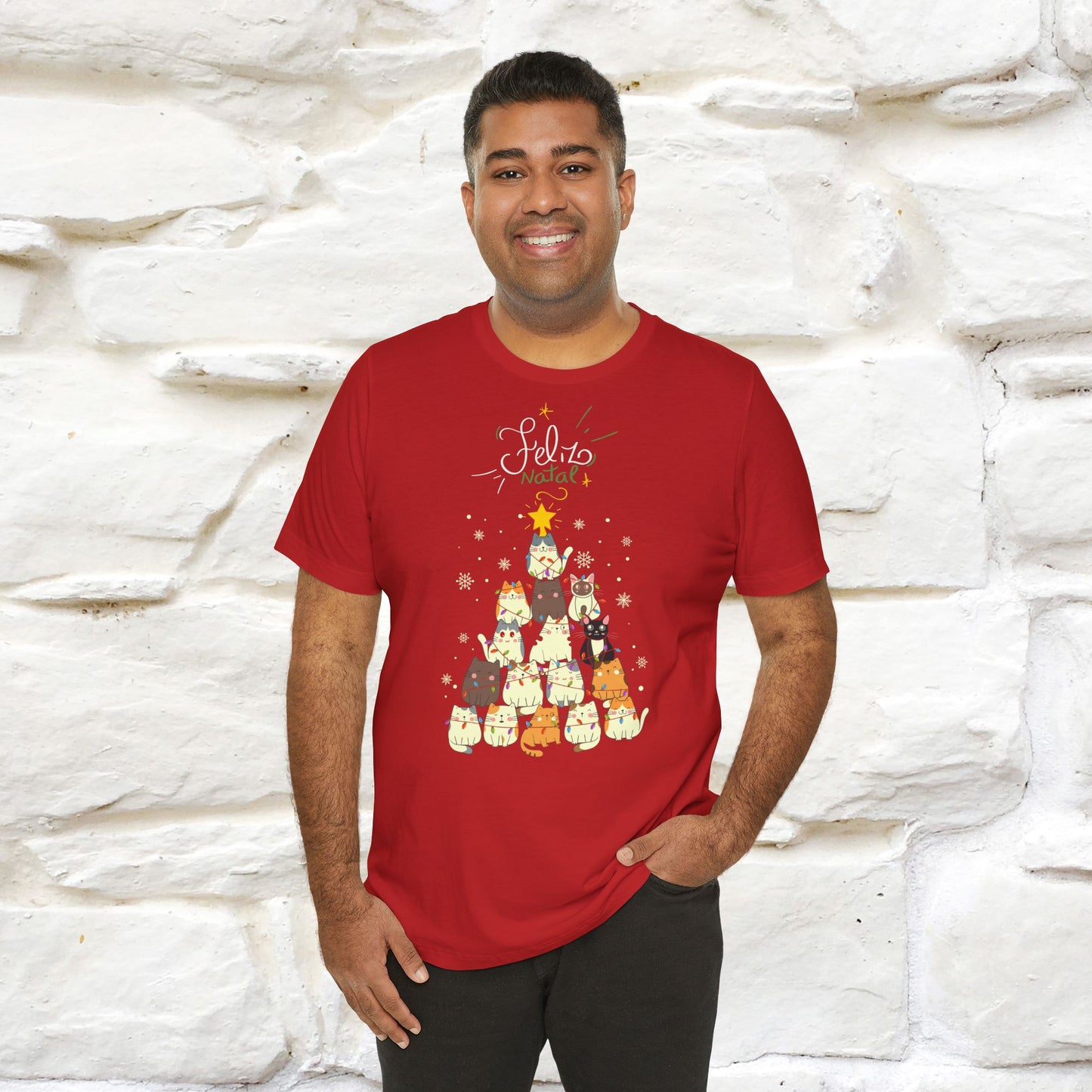 "Feliz Natal" Cat T-shirt for Men & Women | 100% Cotton* 🐾 | Festive Holiday Tee