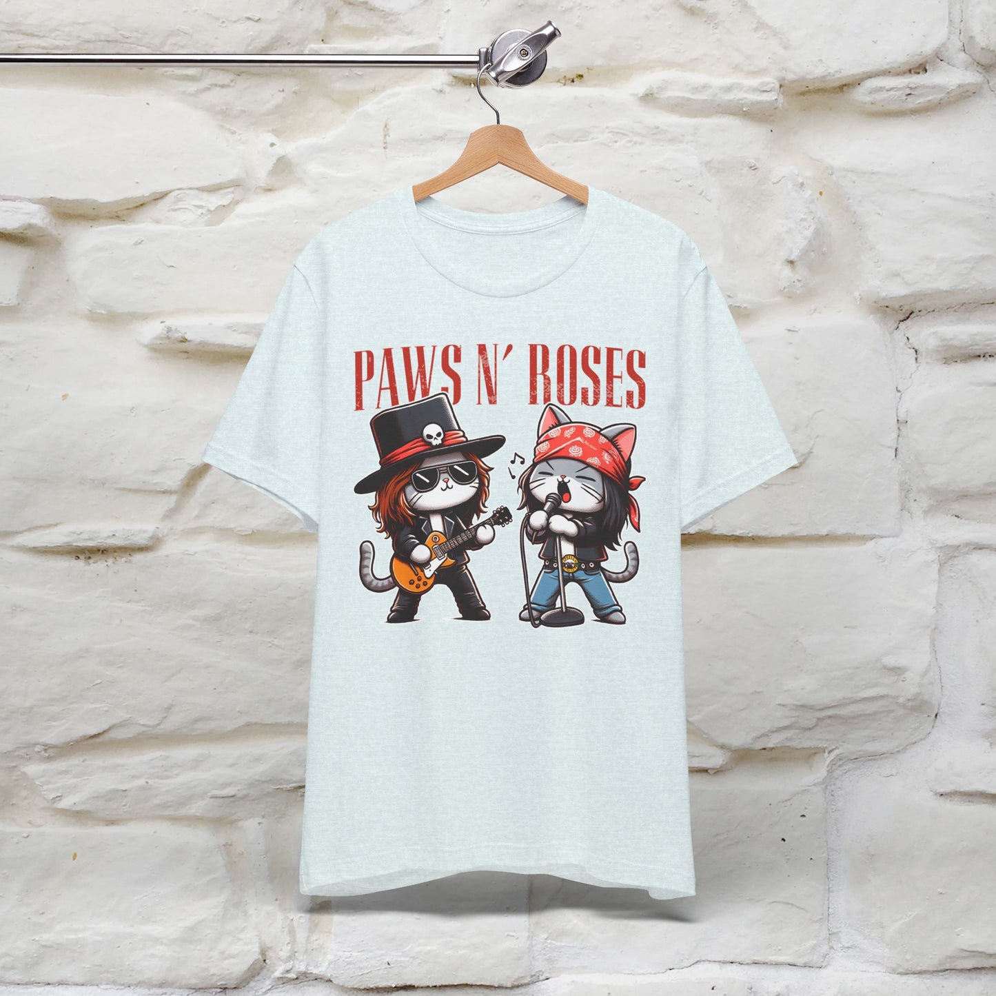 Paws N' Roses T-Shirt | Rock-Inspired Cat Lover Tee for Men & Women | 100% Cotton*