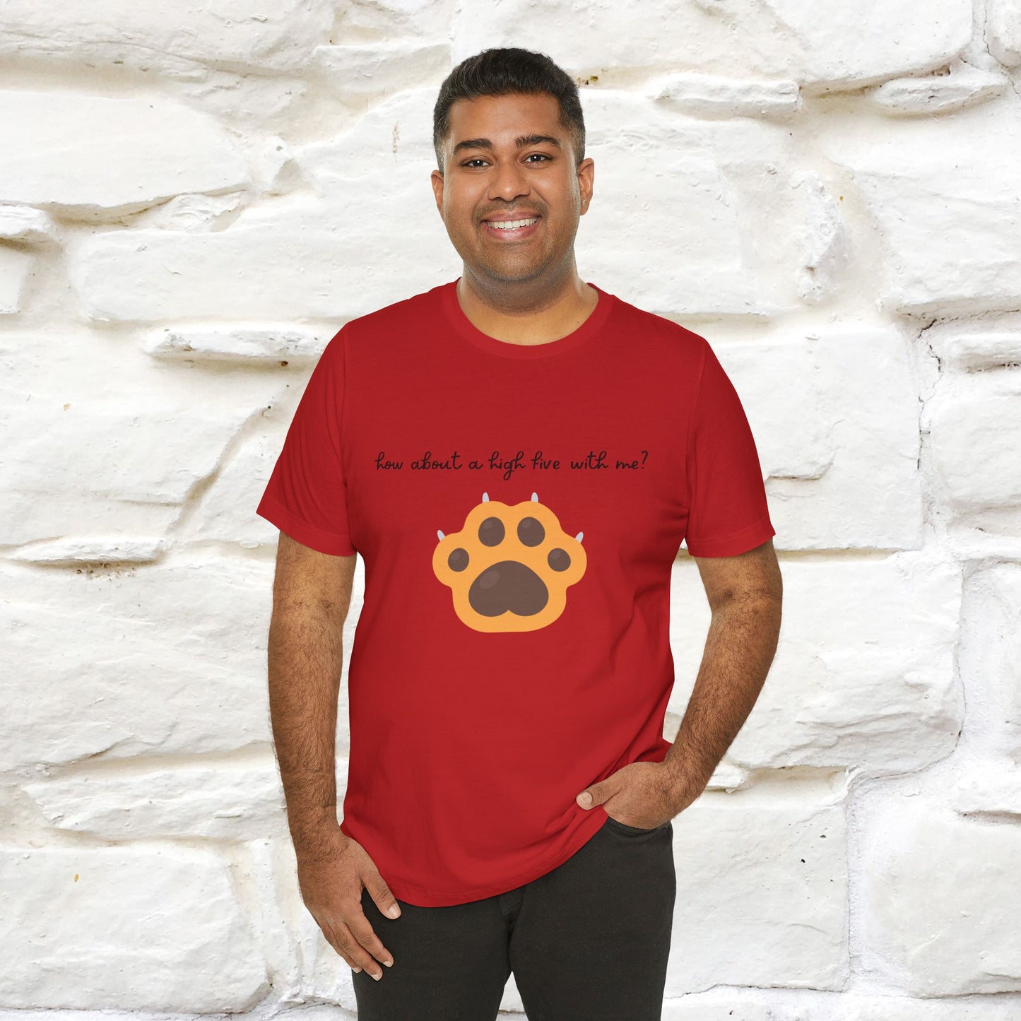 "How About A High Five With Me?" Cat T-shirt for Men & Women | 100% Cotton*