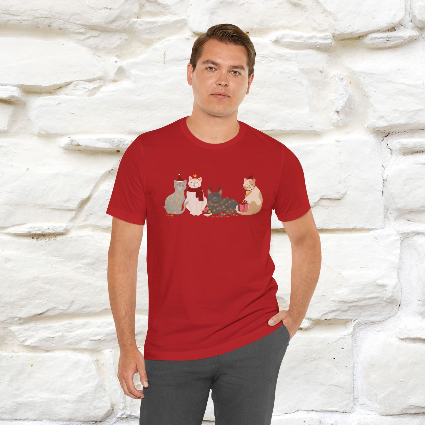 “Cat Family Christmas T-Shirt | Festive Cat Shirt for Men & Women | 100% Cotton”