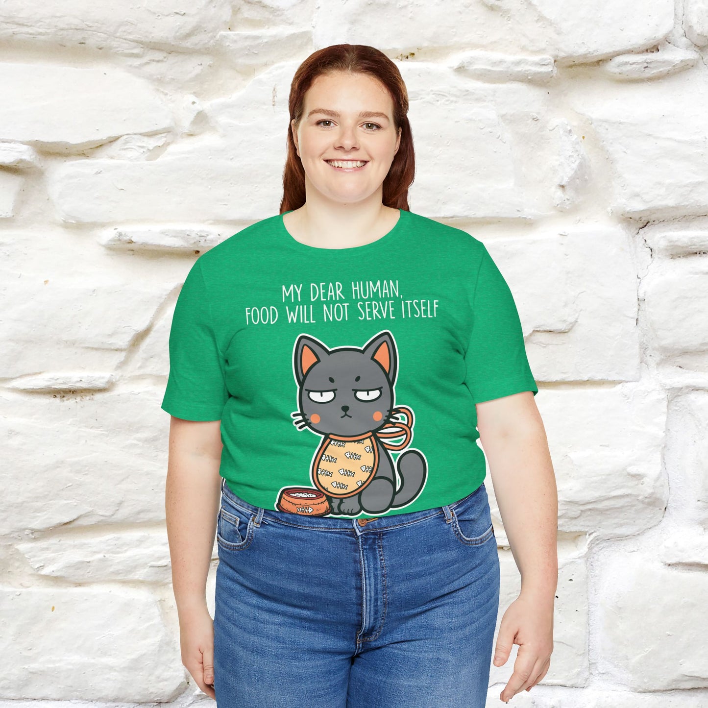 "Dear Human, Food Will Not Serve Itself" Funny Cat T-Shirt for Men & Women | 100% Cotton* 🐾