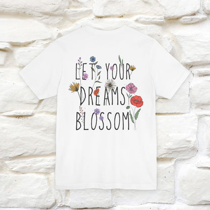 "Let Your Dreams Blossom'' Cat T-Shirt Front and Back Design | Nunu&Miao Studio