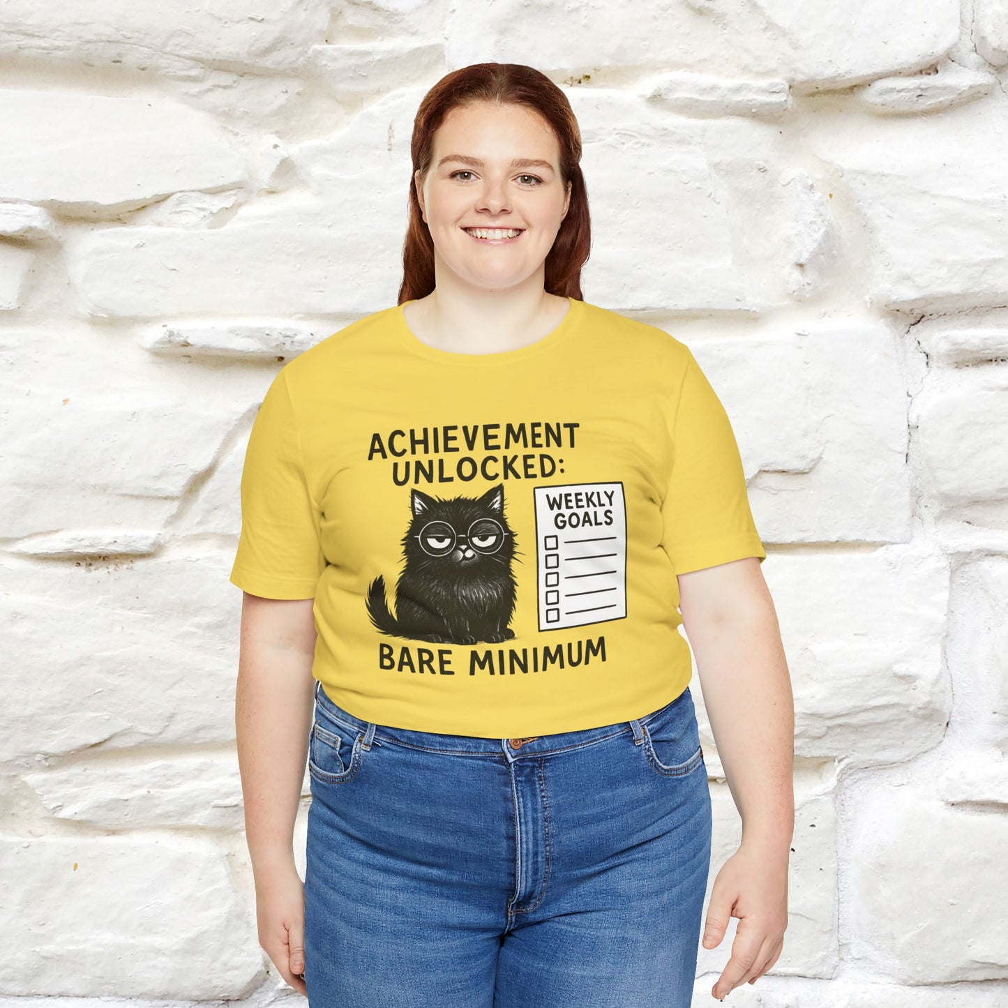 "Achievement Unlocked Bare Minimum." |Cat T-Shirt | Nunu&Miao Studio