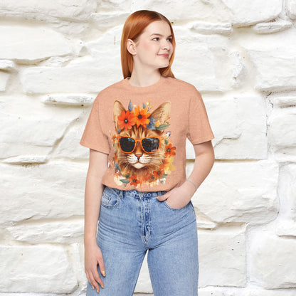 "Cool Cat in Bloom" T-shirt for Women 100% Cotton* - Nunu&Miao Studio