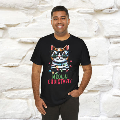 Meowy Christmas T-Shirt | Festive Cat Christmas Shirt for Men & Women | 100% Cotton