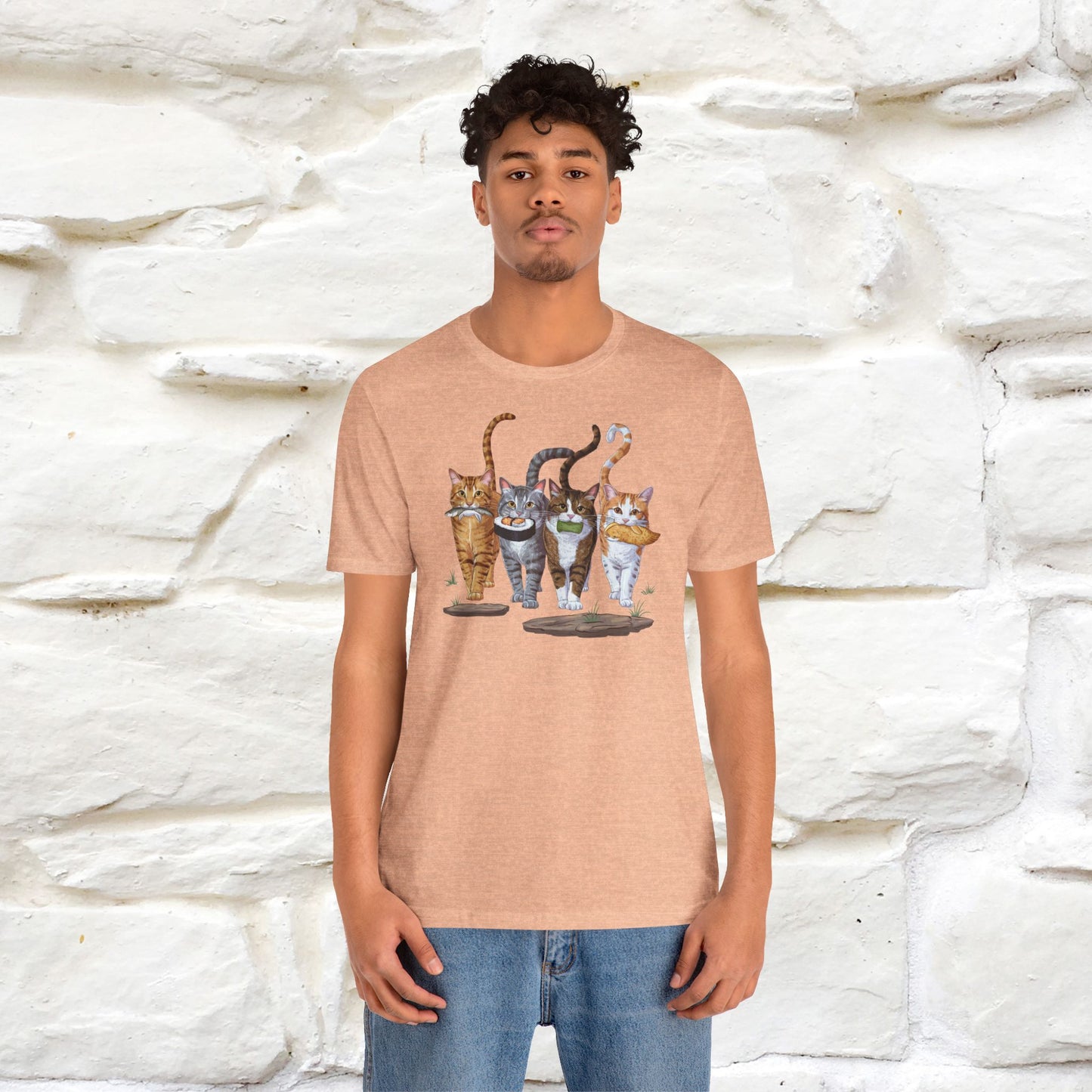 Four Cats' Feast: Feline Food Frenzy T-Shirt for Men & Women | 100% Cotton*