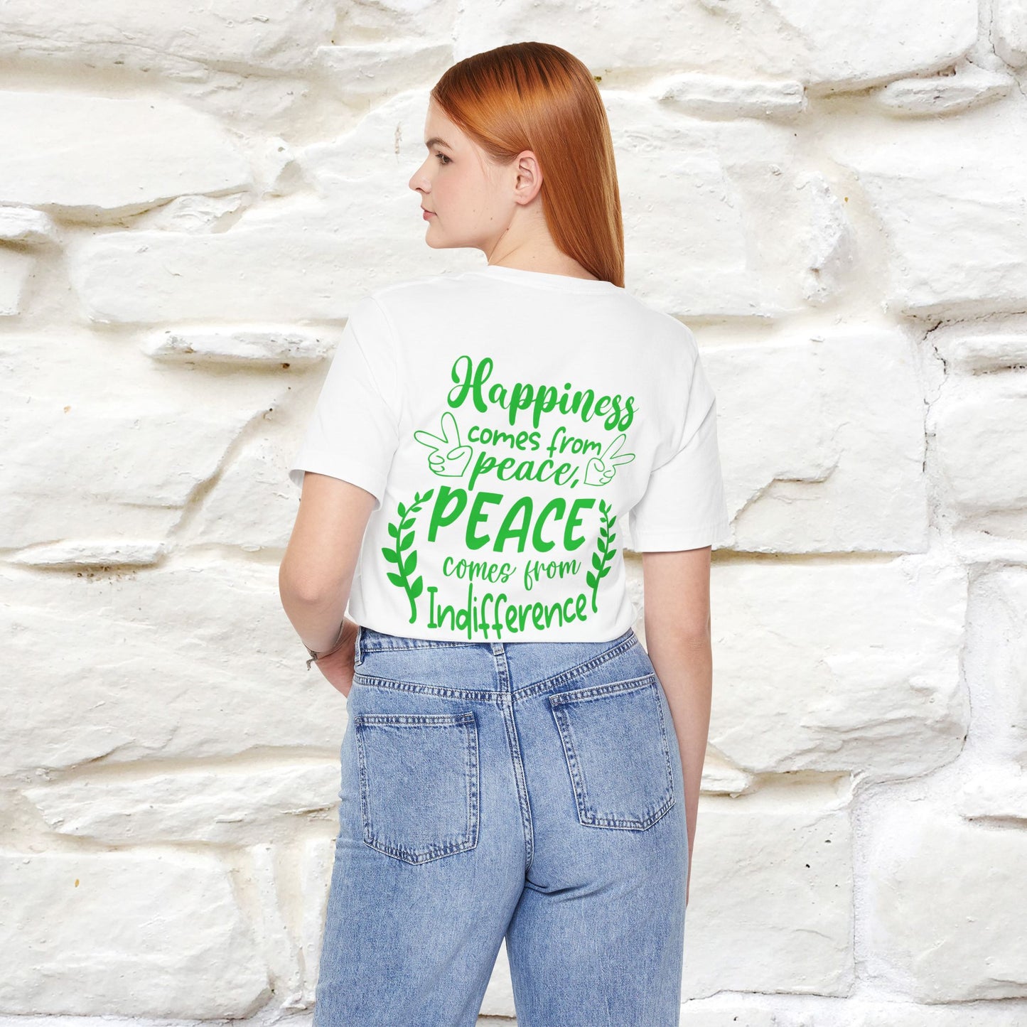 "Happiness Comes From Peace, Peace Comes From Indifference" Cat T-Shirt| Front & Back Design | Nunu&Miao Studio