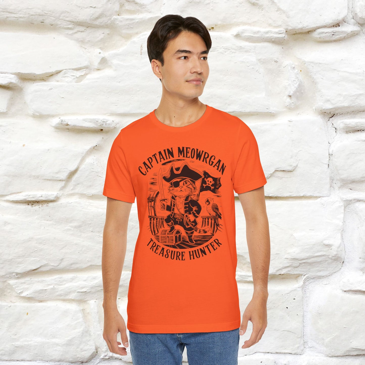 Captain Meowrgan Treasure Hunter T-Shirt | Adventure Cat Tee for Men & Women | 100% Cotton*