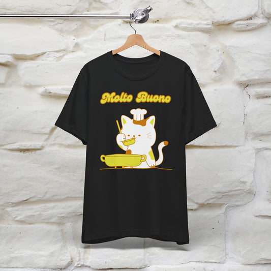 “Molto Buono Cat T-Shirt | Italian-Inspired Cat Shirt for Men & Women | 100% Cotton”