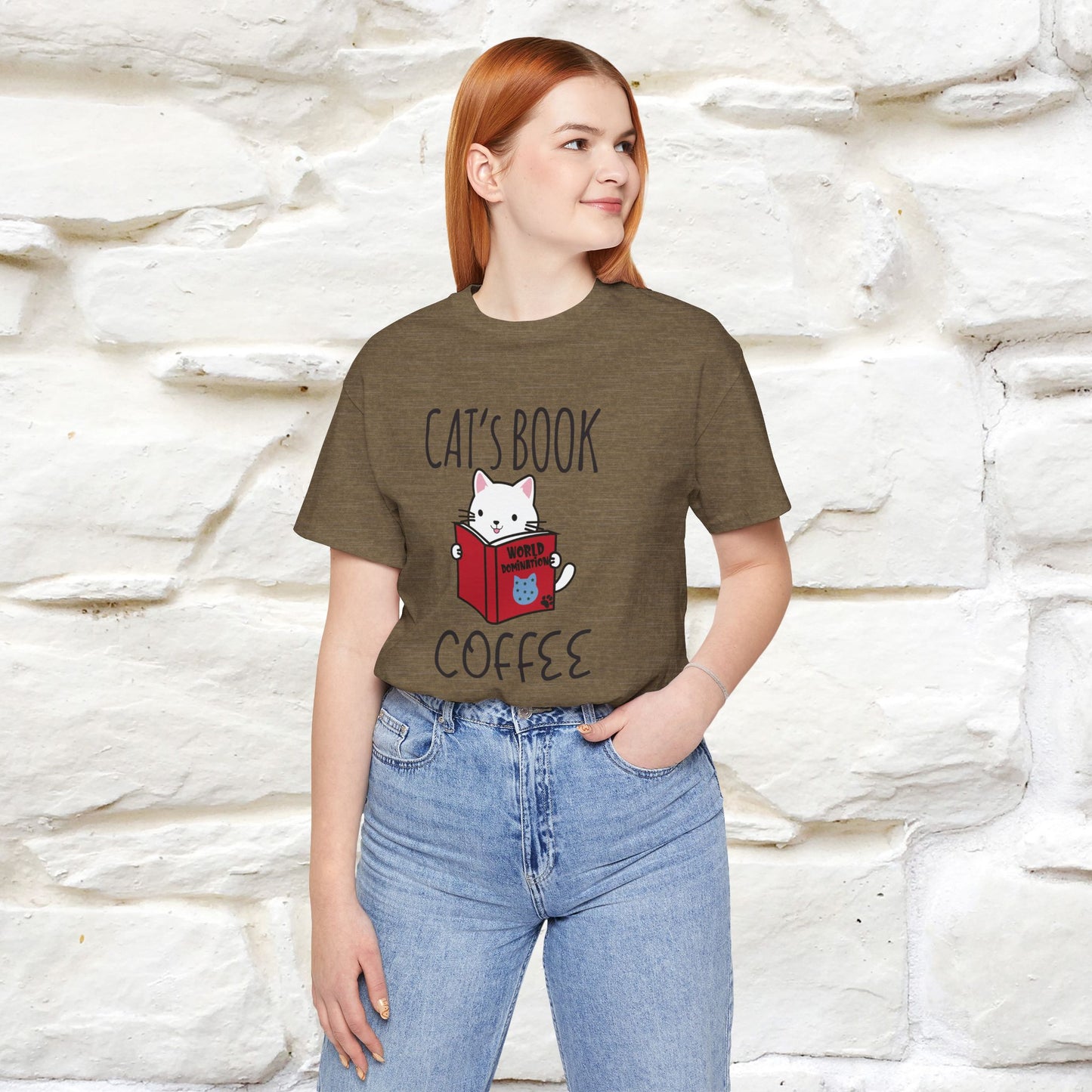 "Cat's Book Coffee" Cat T-Shirt for Men & Women | 100% Cotton* | Cozy Vibes for Book & Cat Lovers