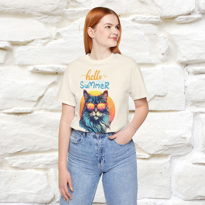 ''Hello Summer'' Cat T-shirt for Women 100% Cotton* - Nunu&Miao Studio