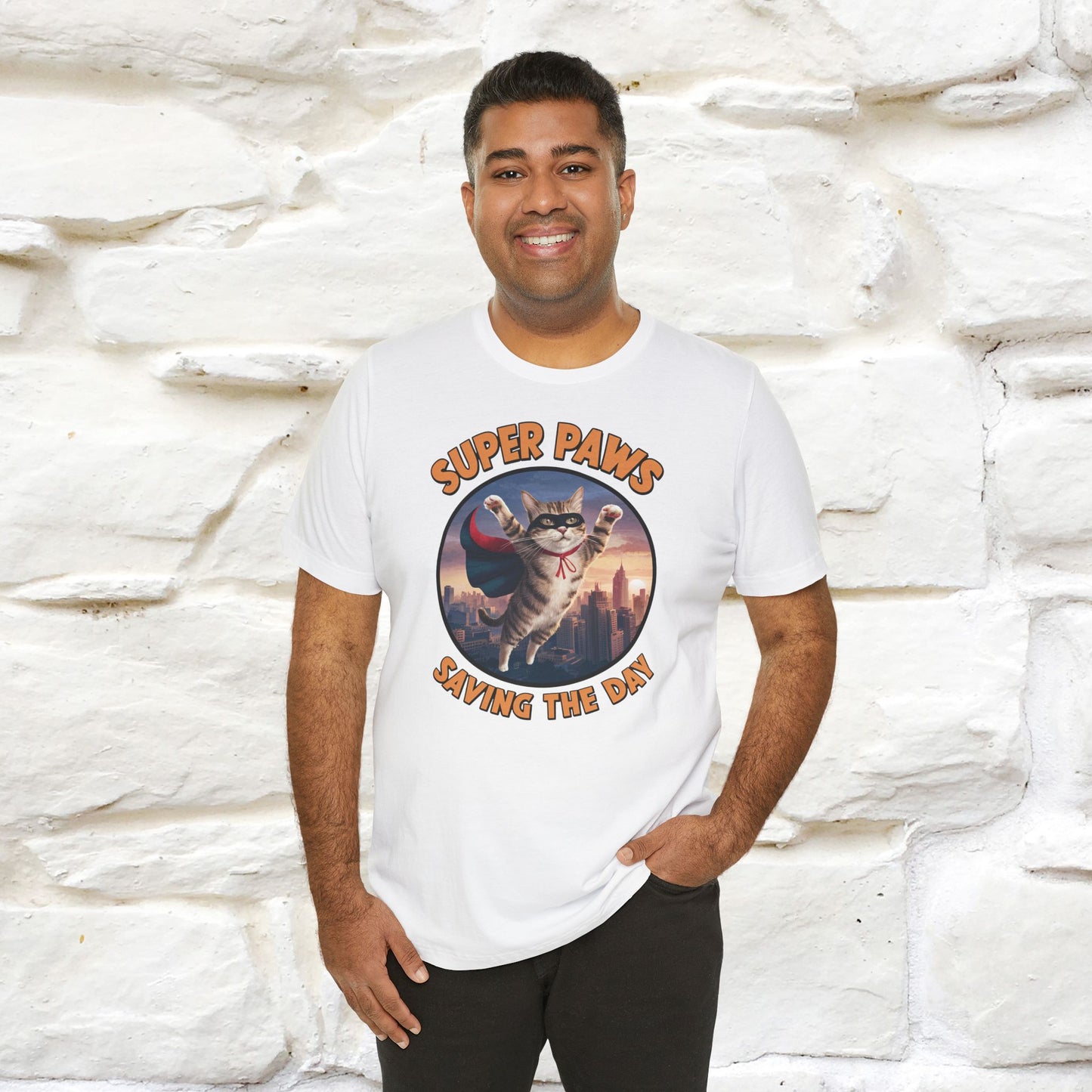 "Super Paws Saving The Day" Cat T-Shirt for Men & Women | 100% Cotton*