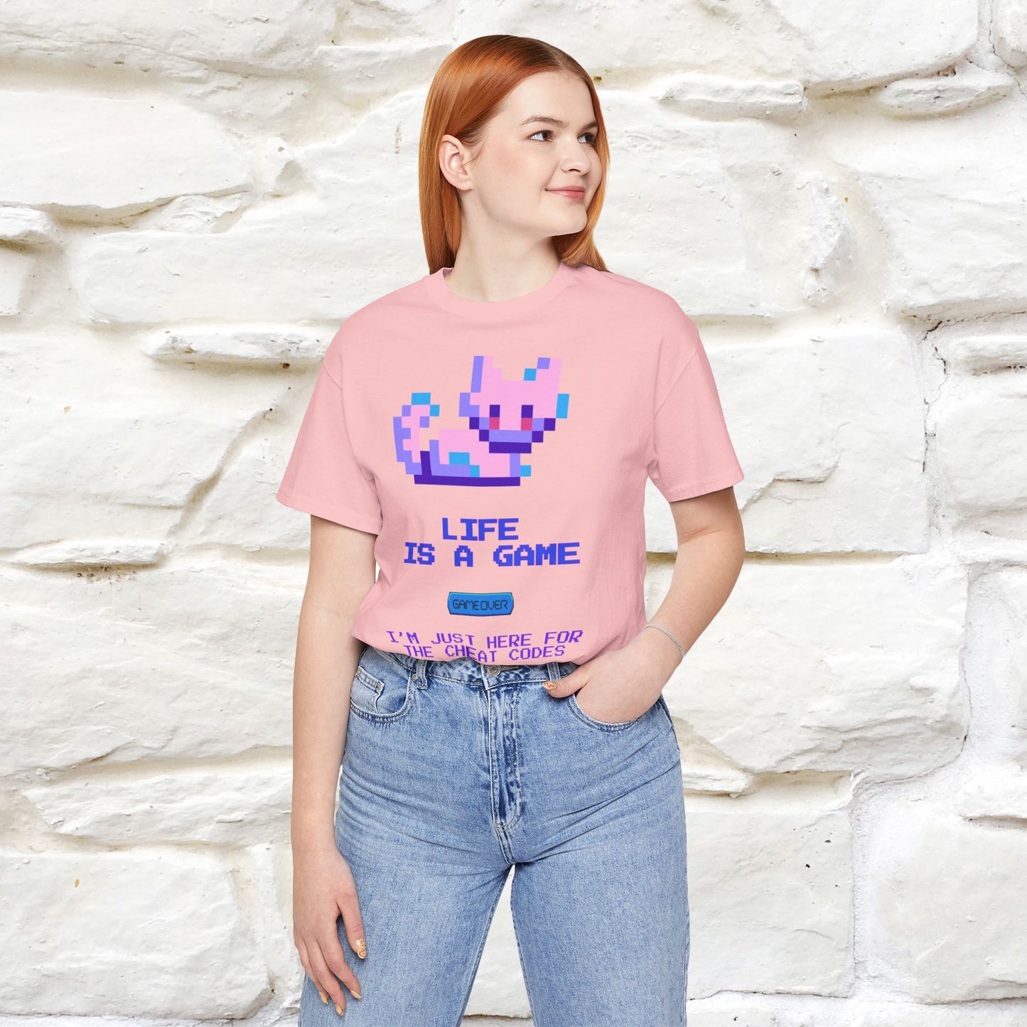 "Life Is A Game, I Am Just Here Fo The Cheat Code" Funny Cat T-Shirt for Men & Women | 100% Cotton*