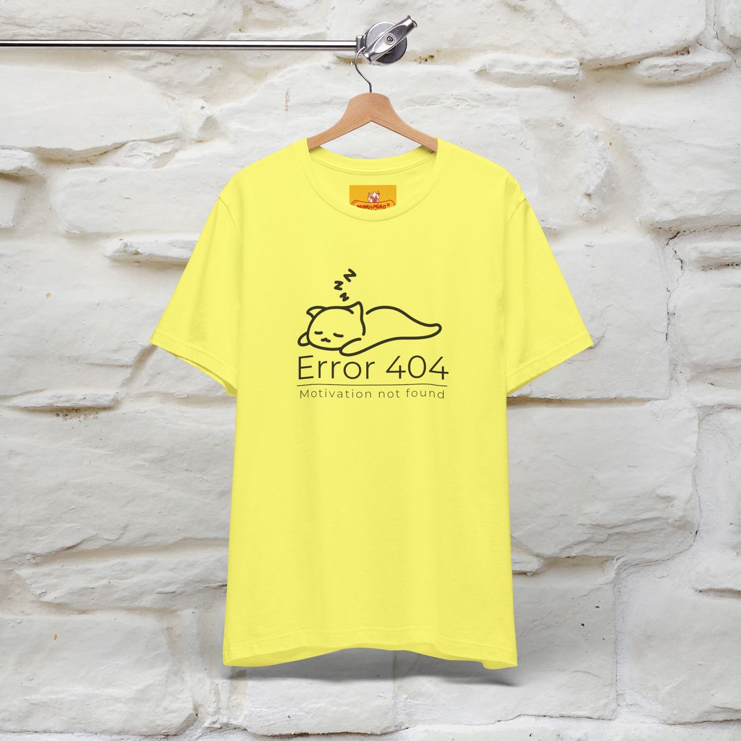 ''Error 404 Motivation Not Found'' Cat T-Shirt Front and Back Design | Nunu&Miao Studio
