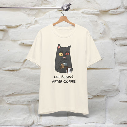 ''Life Begings After Coffe''  Cat T-shirt for Men and Women  100% Cotton*