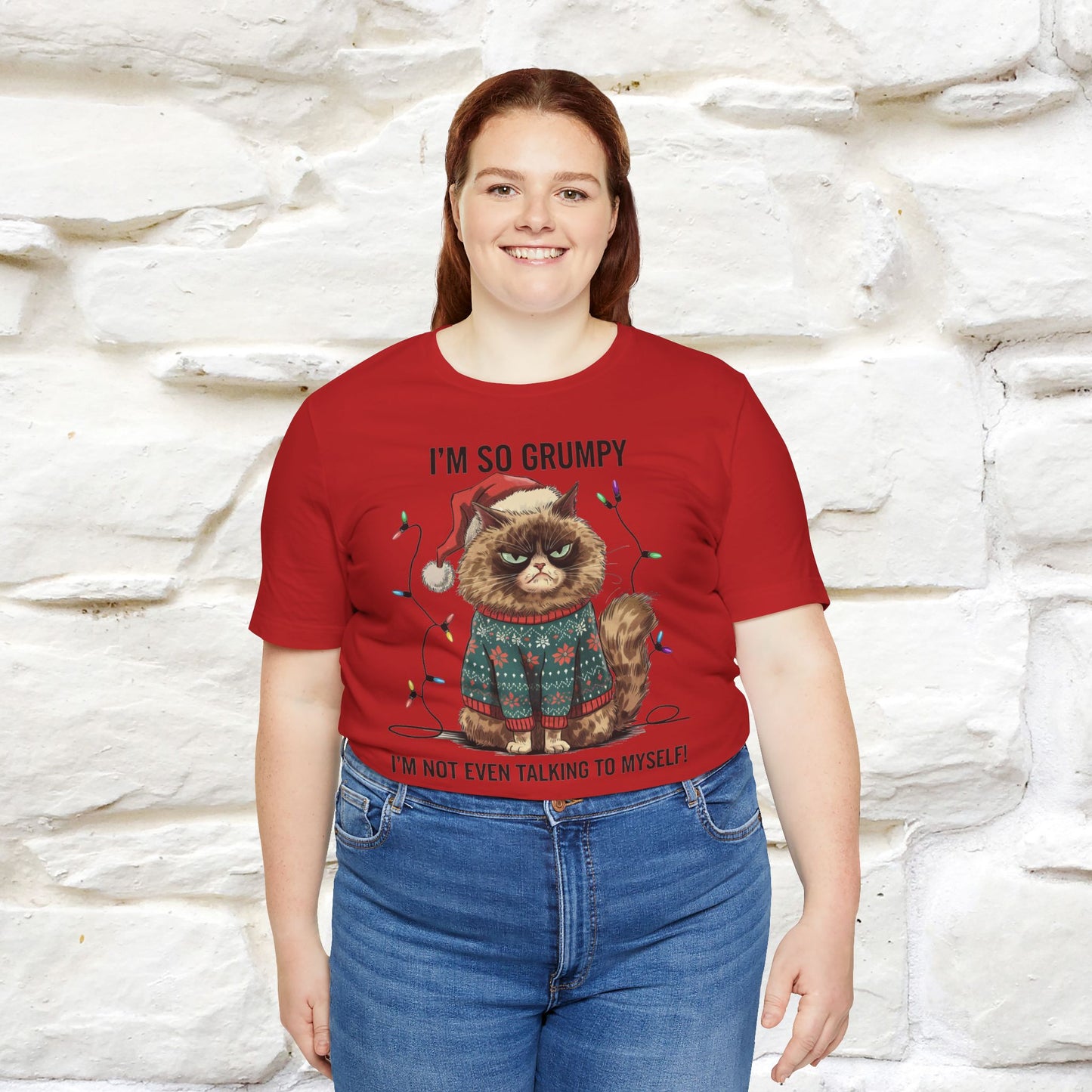 I'm So Grumpy, I'm Not Even Talking to Myself | Funny Cat Christmas Shirt for Men & Women | 100% Cotton