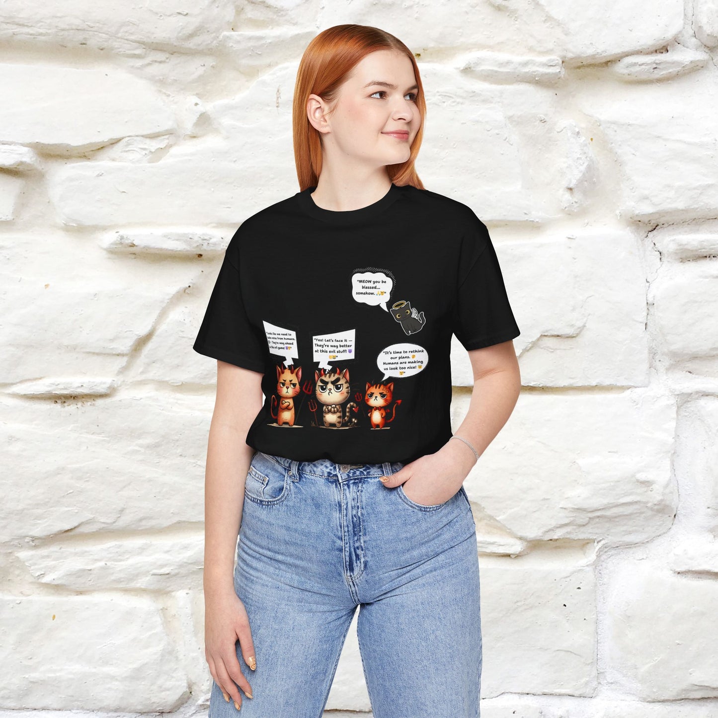 "Humans Are Way Ahead In The Evil Game! 😈😼" Cat  T-shirt |Nunu&Miao Studio