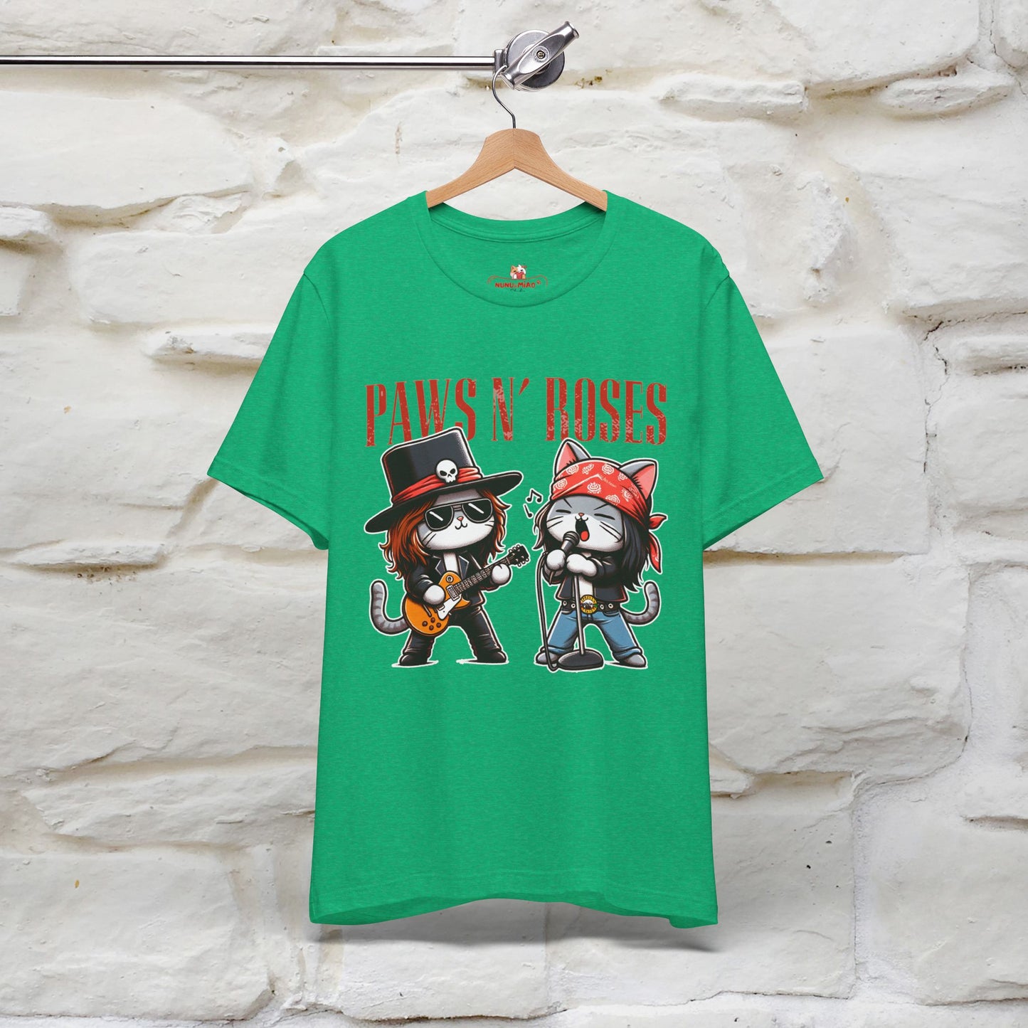 Paws N' Roses T-Shirt | Rock-Inspired Cat Lover Tee for Men & Women | 100% Cotton*