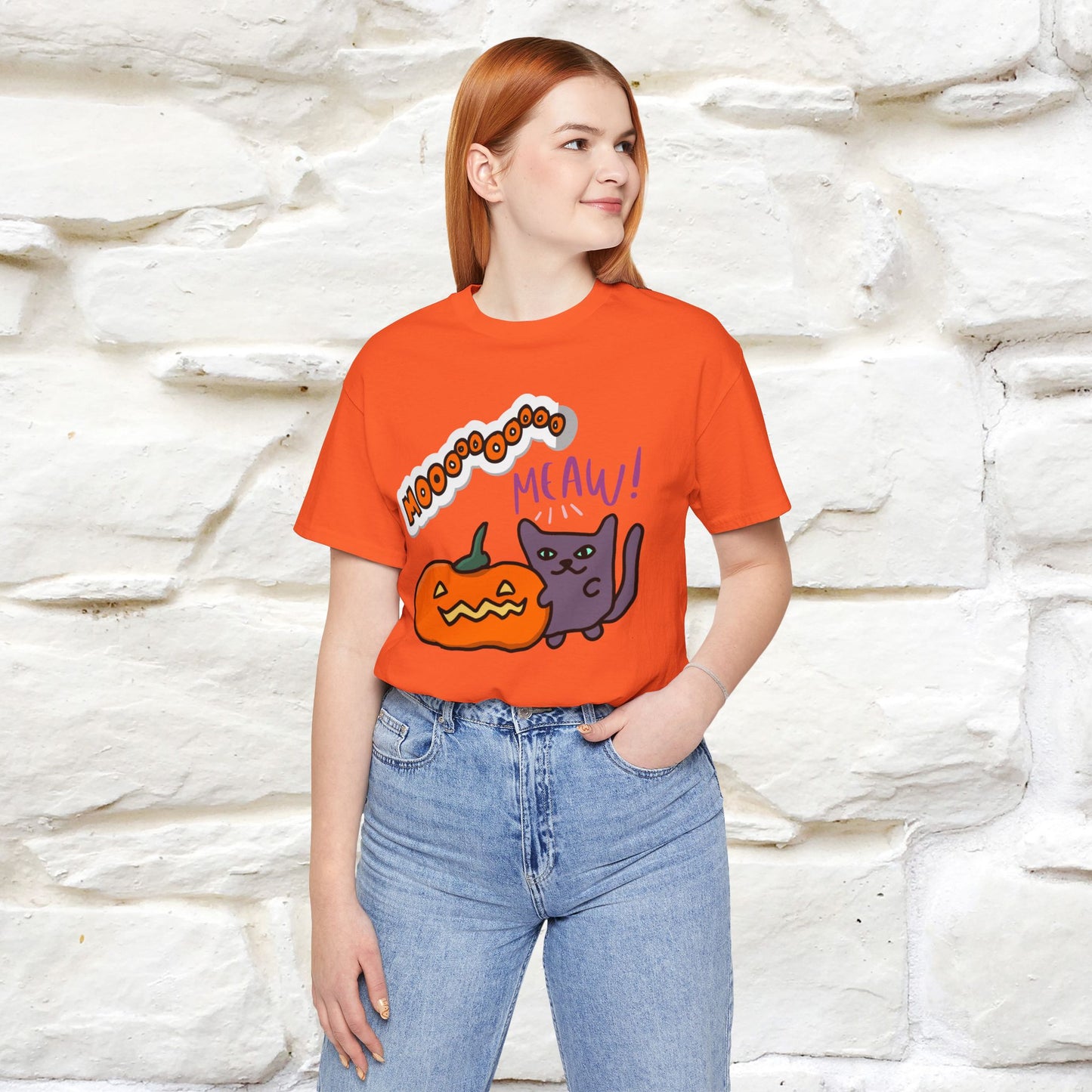 ''Mooooo Meaw'' Halloween Unisex Cat T-shirt 100% Cotton*