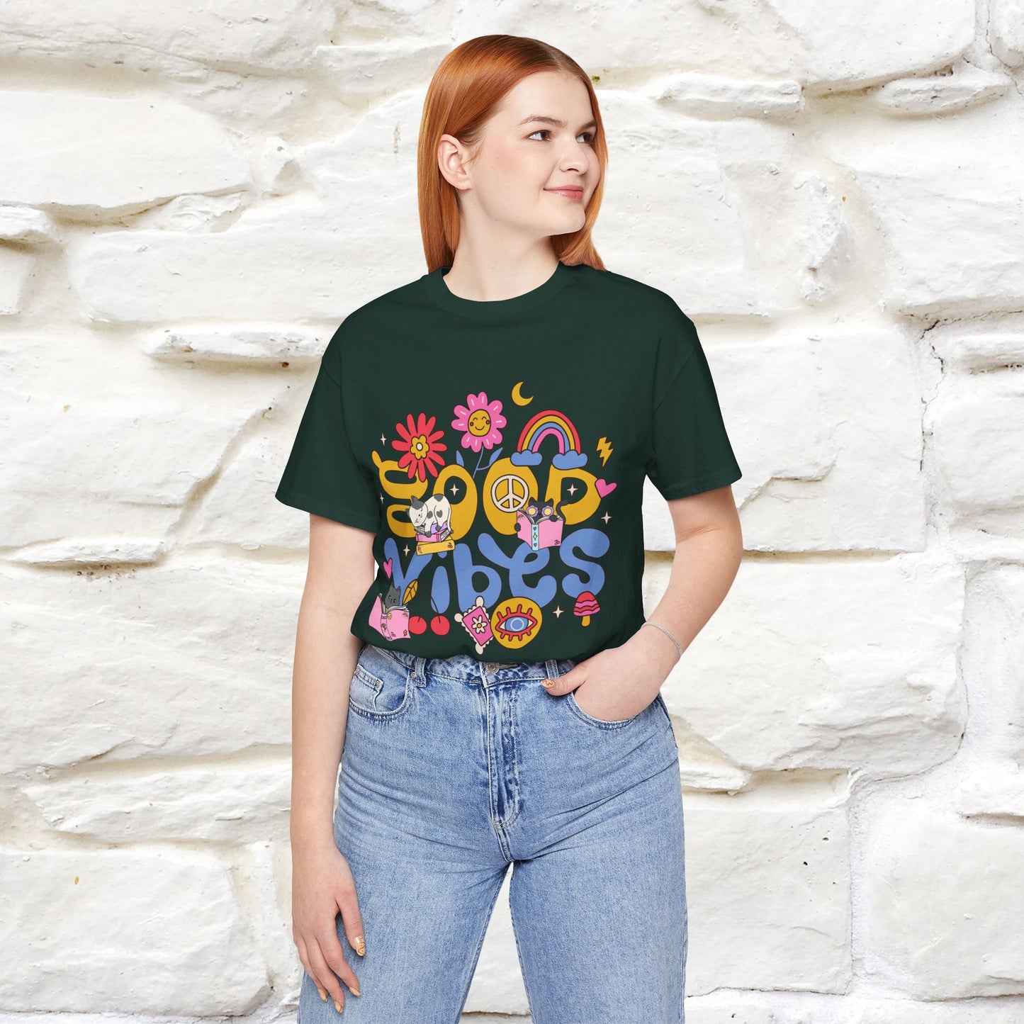 ''Good Vibes'  Cat T-shirt for Women 100% Cotton*