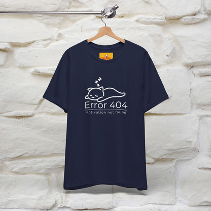 ''Error 404 Motivation Not Found'' Cat T-Shirt Front and Back Design | Nunu&Miao Studio