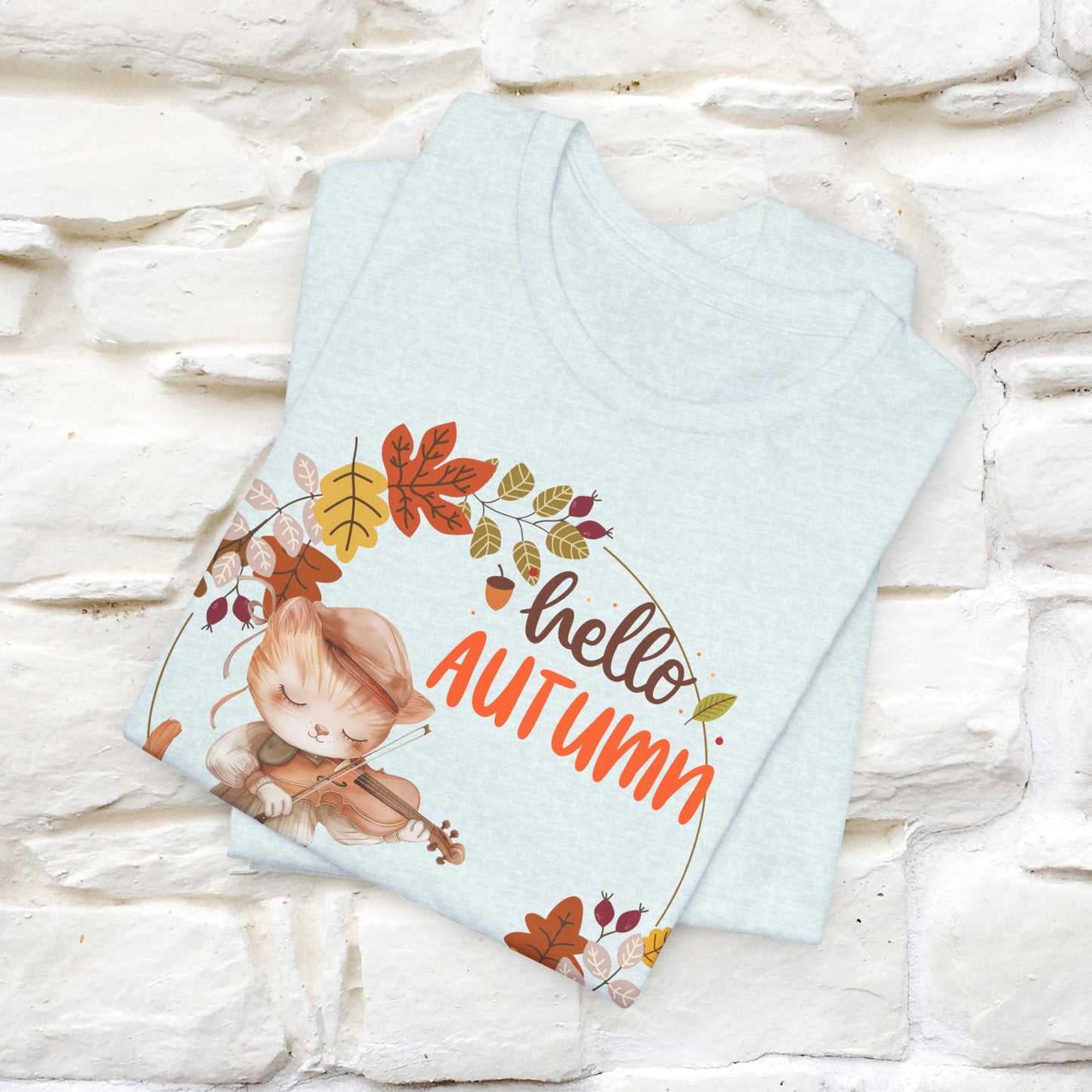 "Hello Autumn" Cat T-Shirt for Men & Women | 100% Cotton | Cozy Fall Fashion