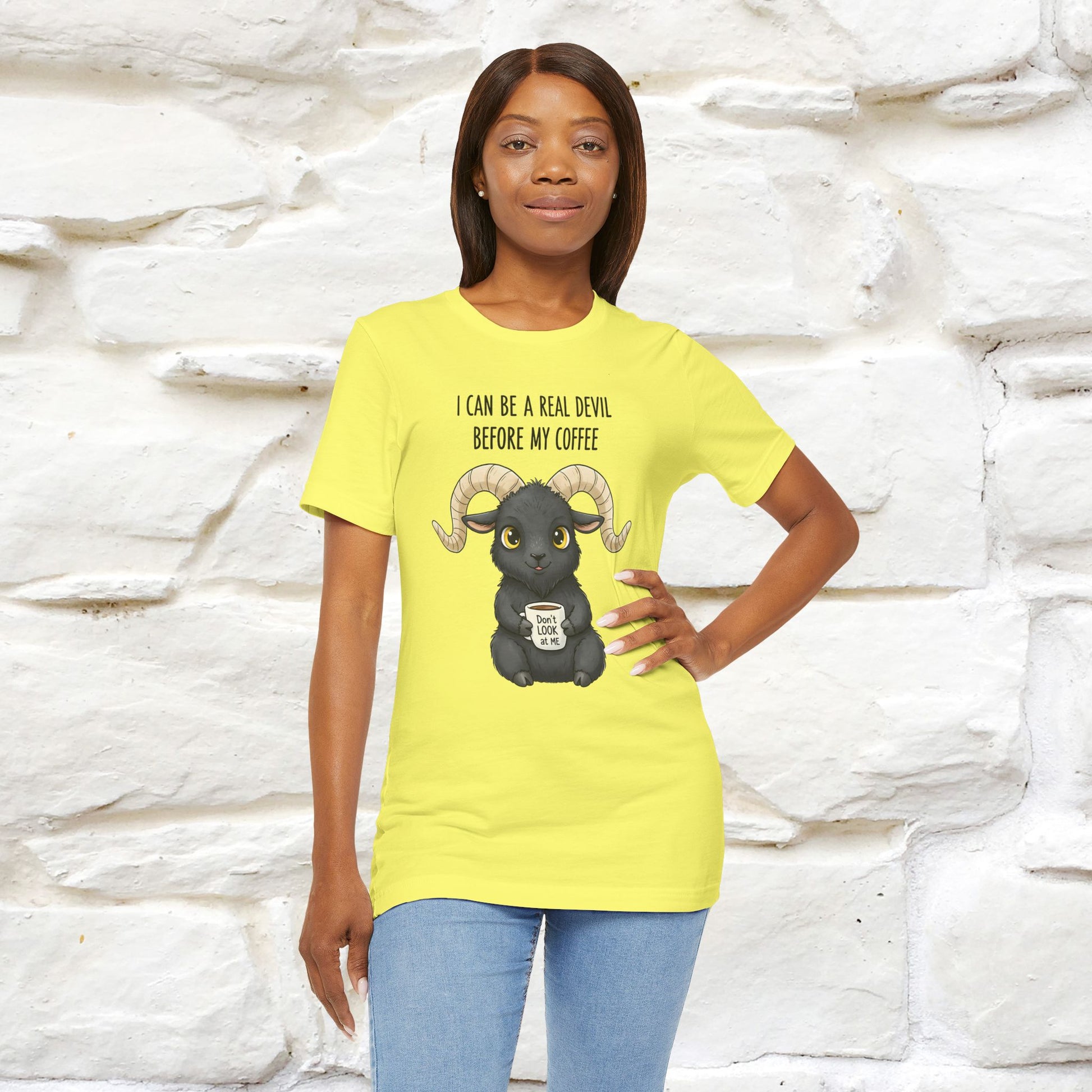 "I Can Be a Real Devil Before My Coffe" Funny T-shirt |Nunu&Miao Studio - Nunu&Miao Studio
