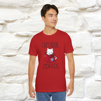 "Cat's Book Coffee" Cat T-Shirt for Men & Women | 100% Cotton* | Cozy Vibes for Book & Cat Lovers