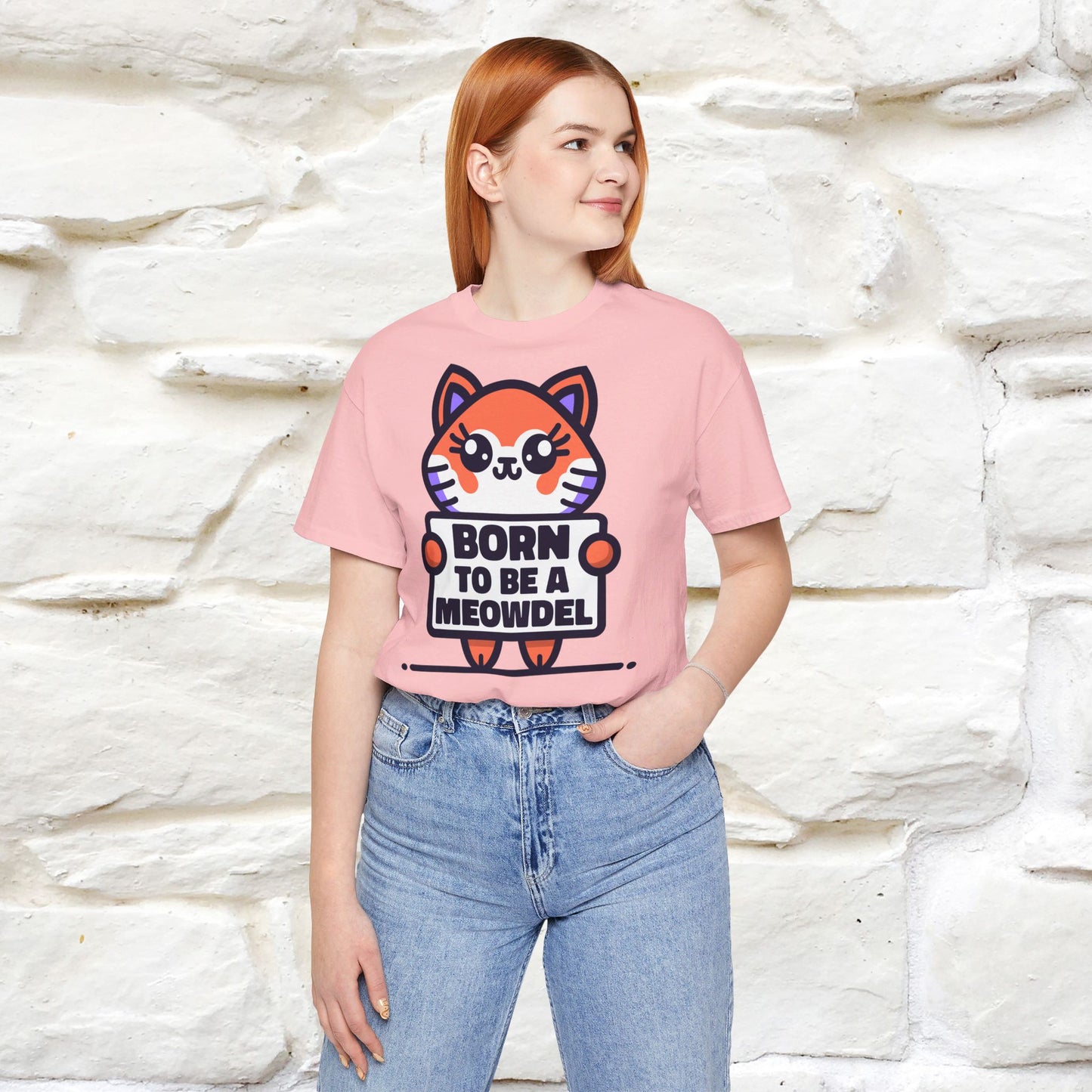 ''Born To Be A Meowdel''  Cat T-shirt for Women 100% Cotton* - Nunu&Miao Studio