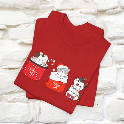 Sweet Cute Christmas Cat T-Shirt | Adorable Holiday Cat Shirt for Men & Women | 100% Cotton*