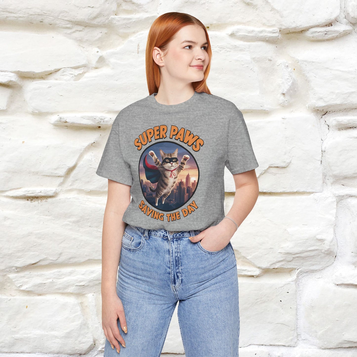 "Super Paws Saving The Day" Cat T-Shirt for Men & Women | 100% Cotton*