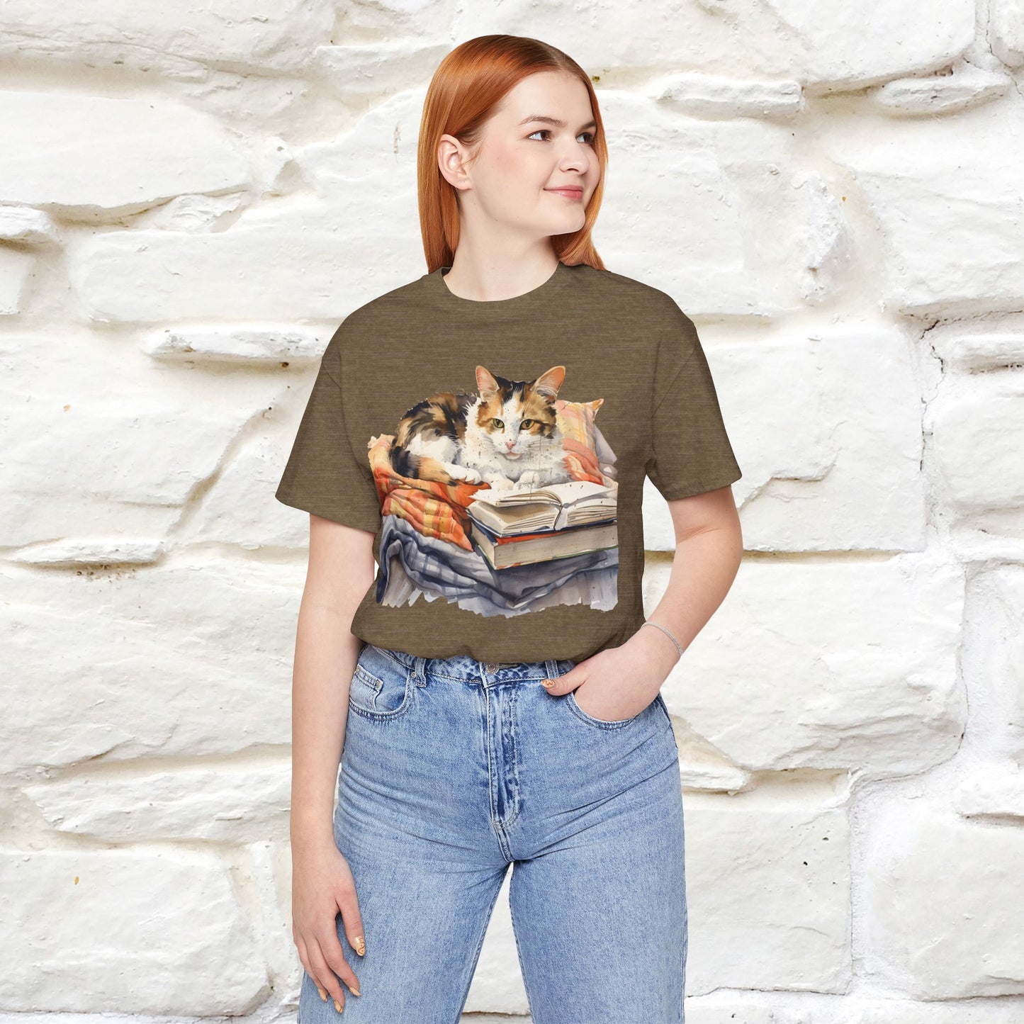 "Literary Catnap" T-shirt for Men and Women 100% Cotton.