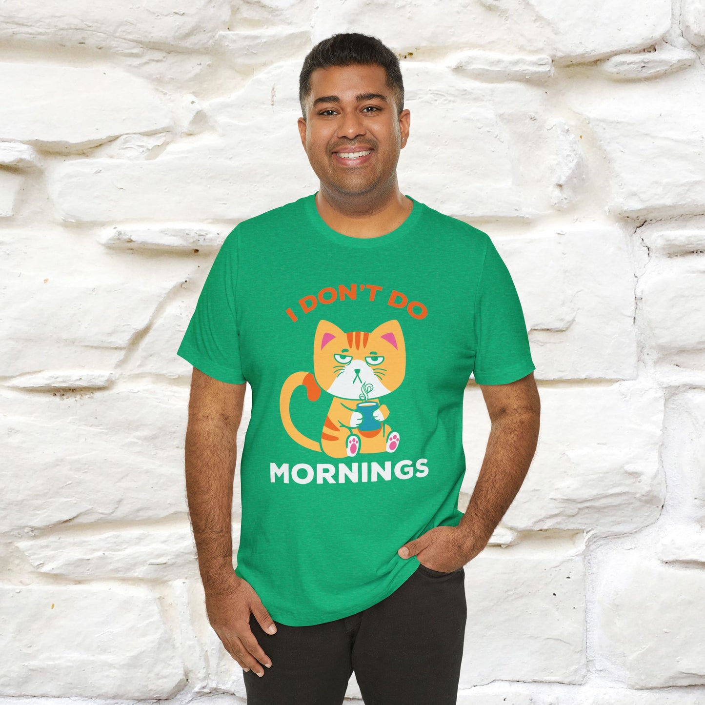 ''I Don't Do Mornings''  Cat T-shirt for Men and Women 100% Cotton*