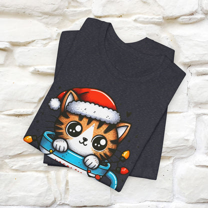 Meowy Catmas T-Shirt | Festive Cat Christmas Shirt for Men & Women | 100% Cotton