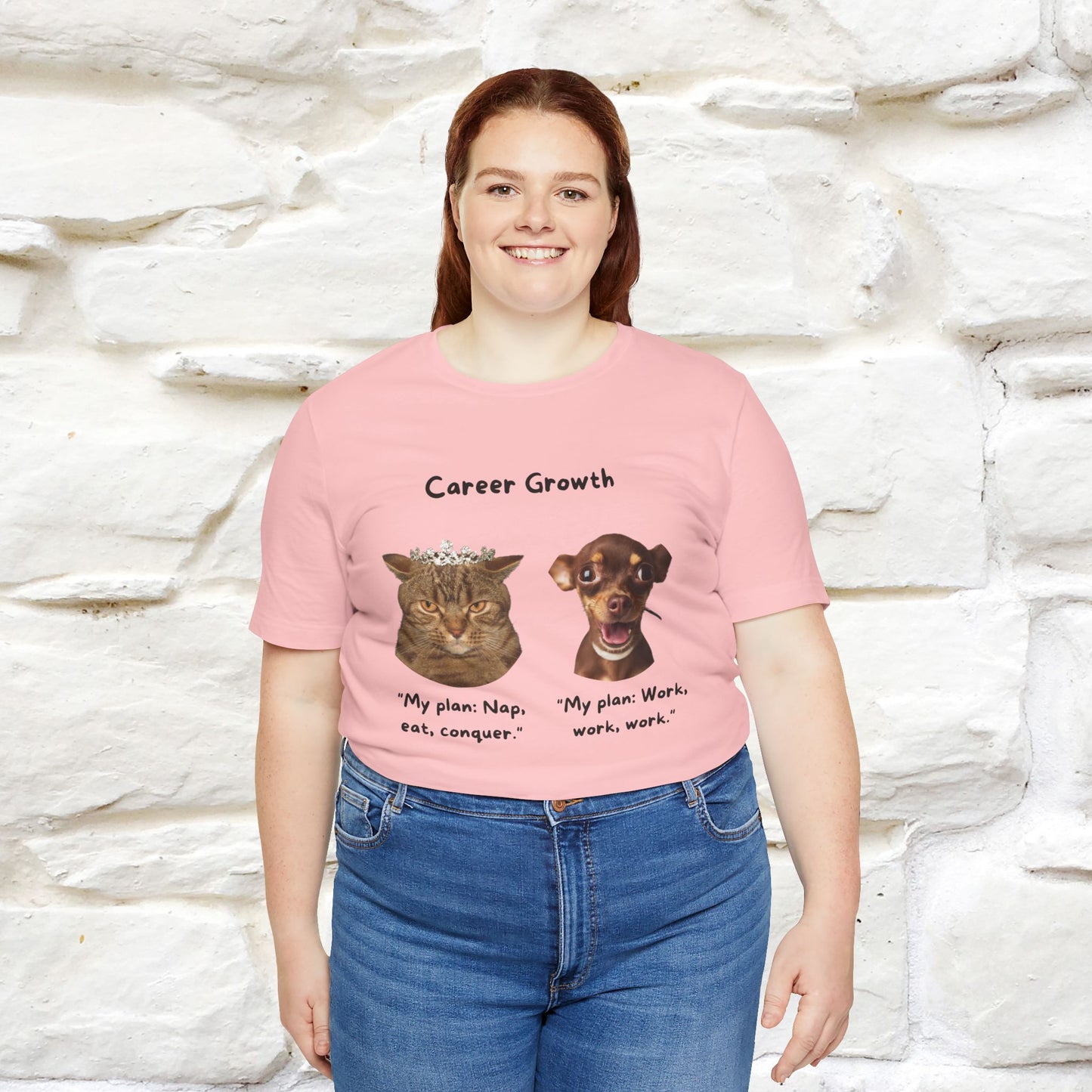 "Career Growth: Cat vs. Dog" Funny T-Shirt for Men & Women | 100% Cotton* 🐾