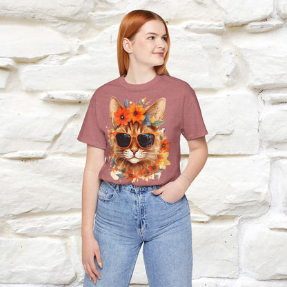 "Cool Cat in Bloom" T-shirt for Women 100% Cotton* - Nunu&Miao Studio