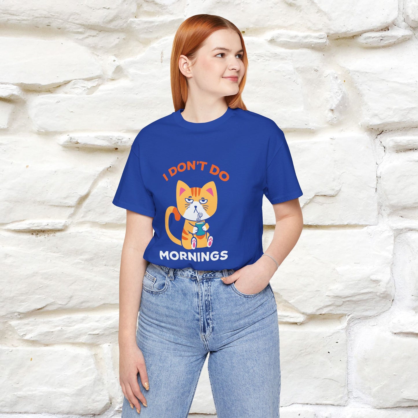 ''I Don't Do Mornings''  Cat T-shirt for Men and Women 100% Cotton*